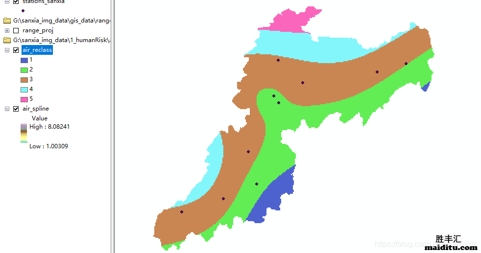 对arcgis插值分析结果进行重分类结果
